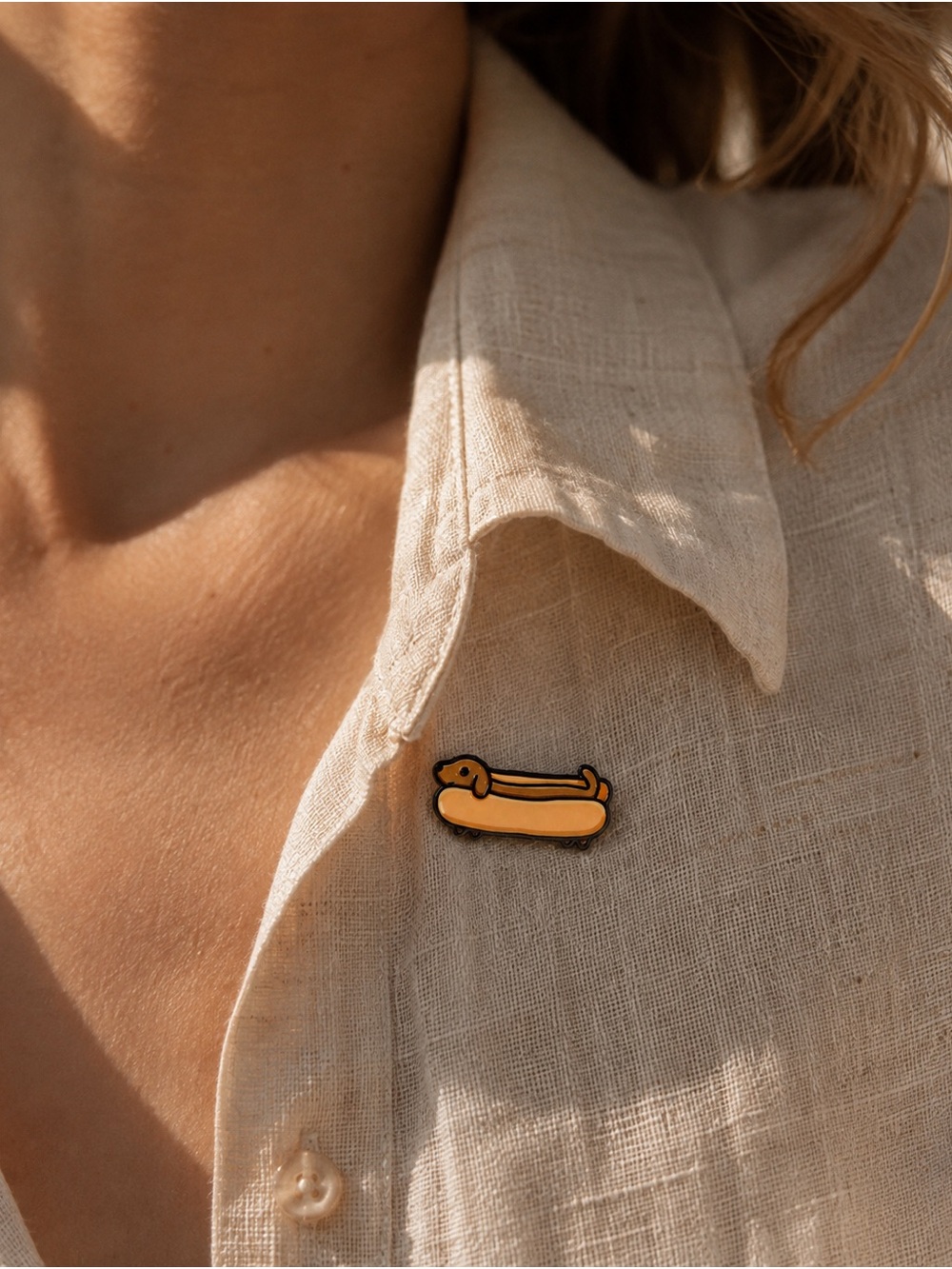 Hot Dog Dachshund Enamel Lapel Pin Sausage Dog
